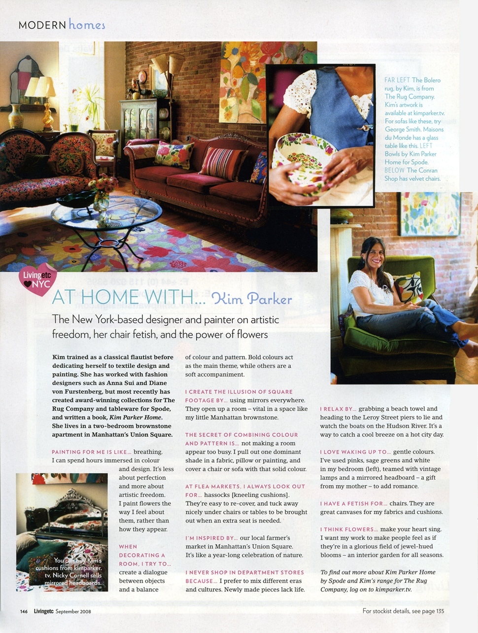 Living ETC feature article on American artist and designer Kim Parker