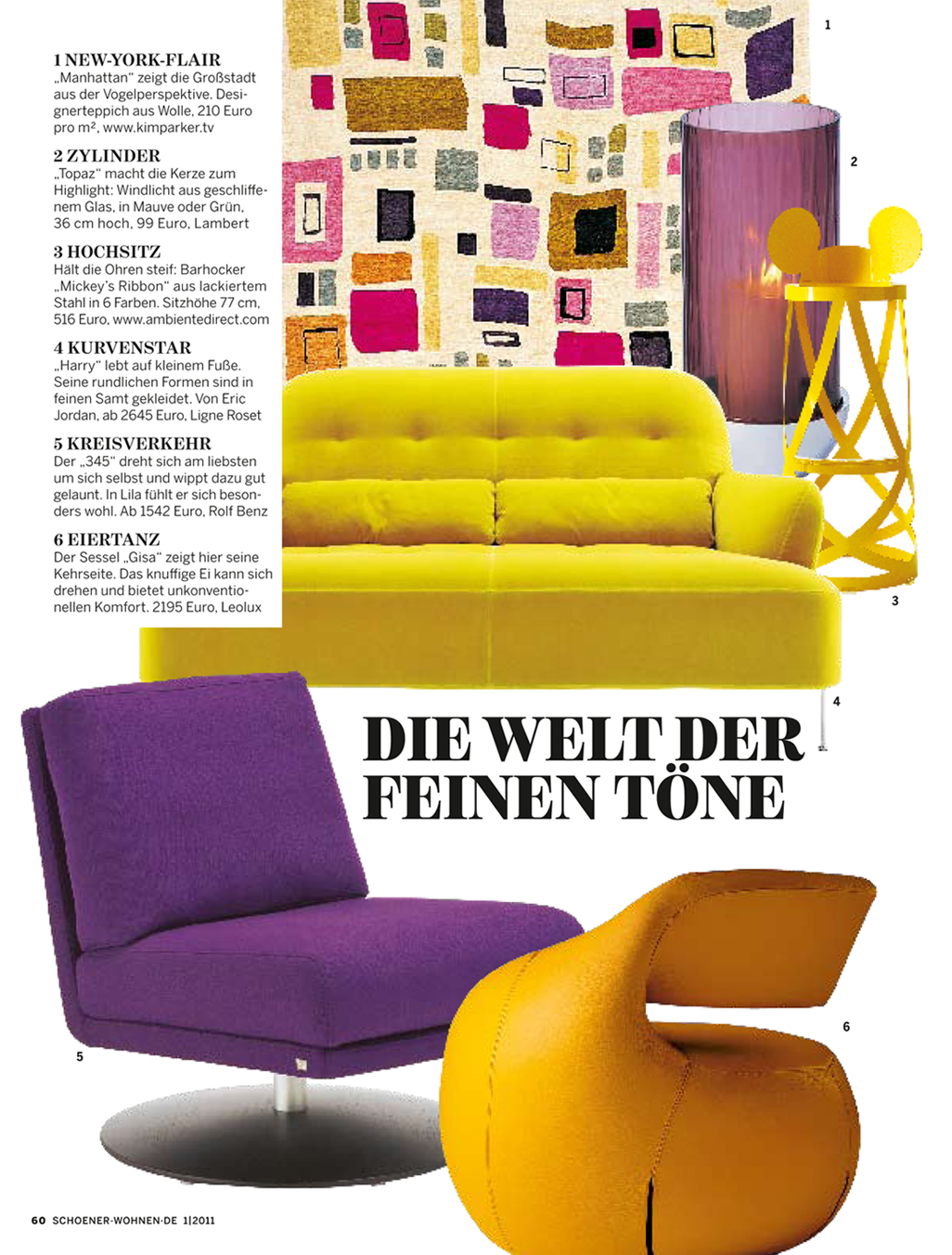 "Schoner Wohnen" features the Manhattan designer rug from the Kim Parker Home collection