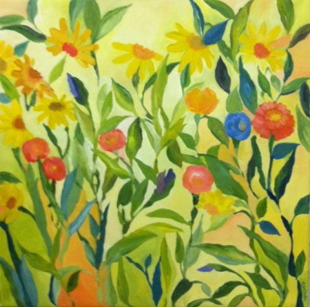 "Garden with Yellow Daisies" by Kim Parker