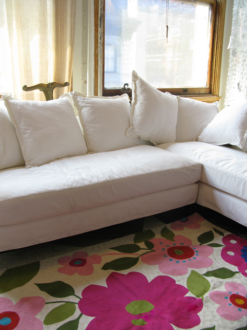 "Hot Pink Floral" designer rug from the Kim Parker Home collection