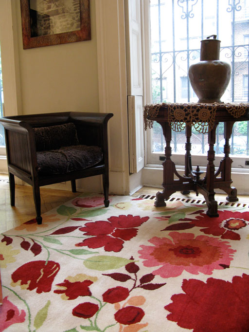 "Morning Roses" designer rug from the Kim Parker Home collection