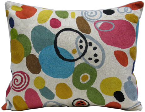 "Samba" designer pillow from the Kim Parker Home collection, is made of 100 % wool with canvas backing. Copyright Kim Parker 2012. 