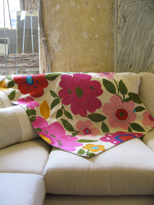 Kim Parker Home "Hot Pink Garden" Designer Throw