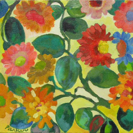 "Zinnias" by Kim Parker