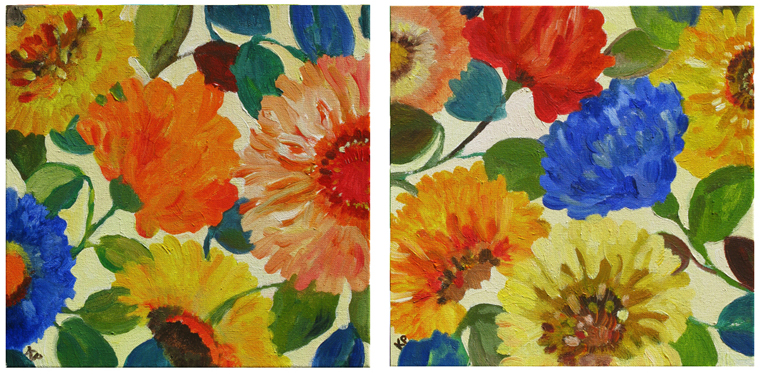 "Passion Flowers 1 & 2" paintings by Kim Parker. Copyright 2012. All rights reserved.