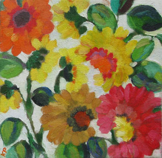 "Yellow Dahlias" by Kim Parker